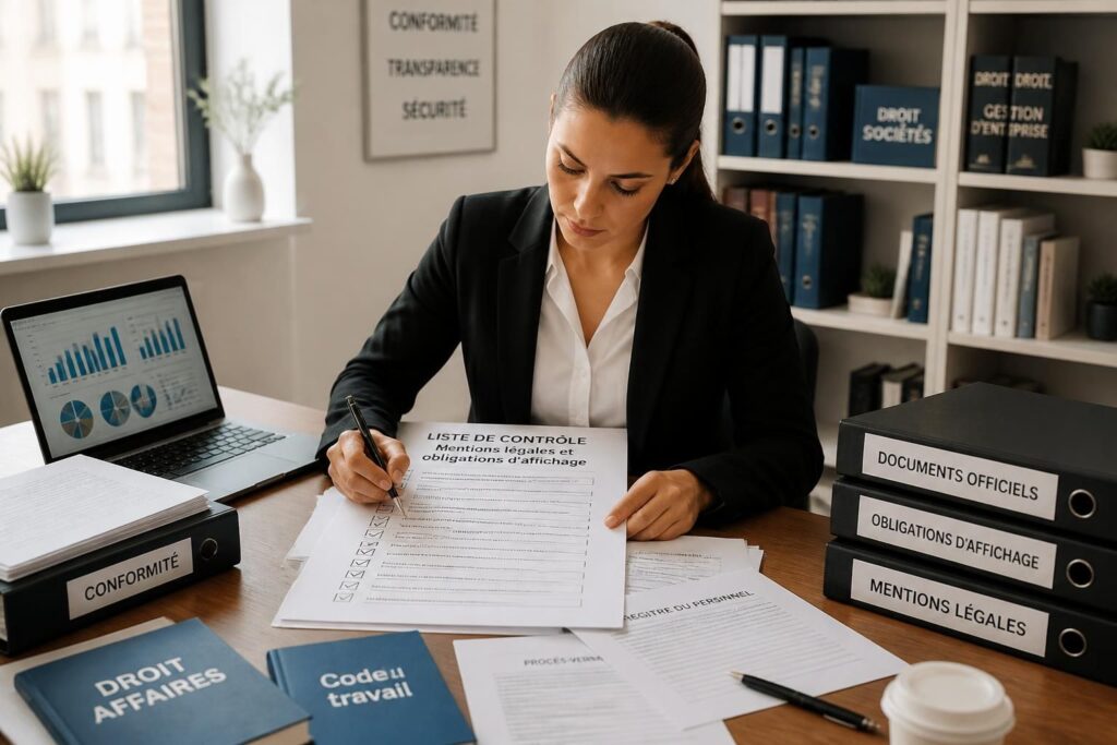 découvrez la check-list complète des mentions légales et obligations d'affichage indispensables pour votre entreprise afin de garantir conformité et transparence.